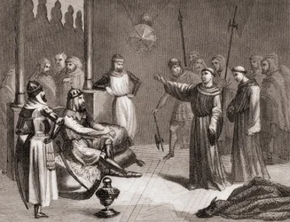 Franz von Assisi versucht, Melek-el-Kamel während des fünften Kreuzzugs zum Christentum zu bekehren